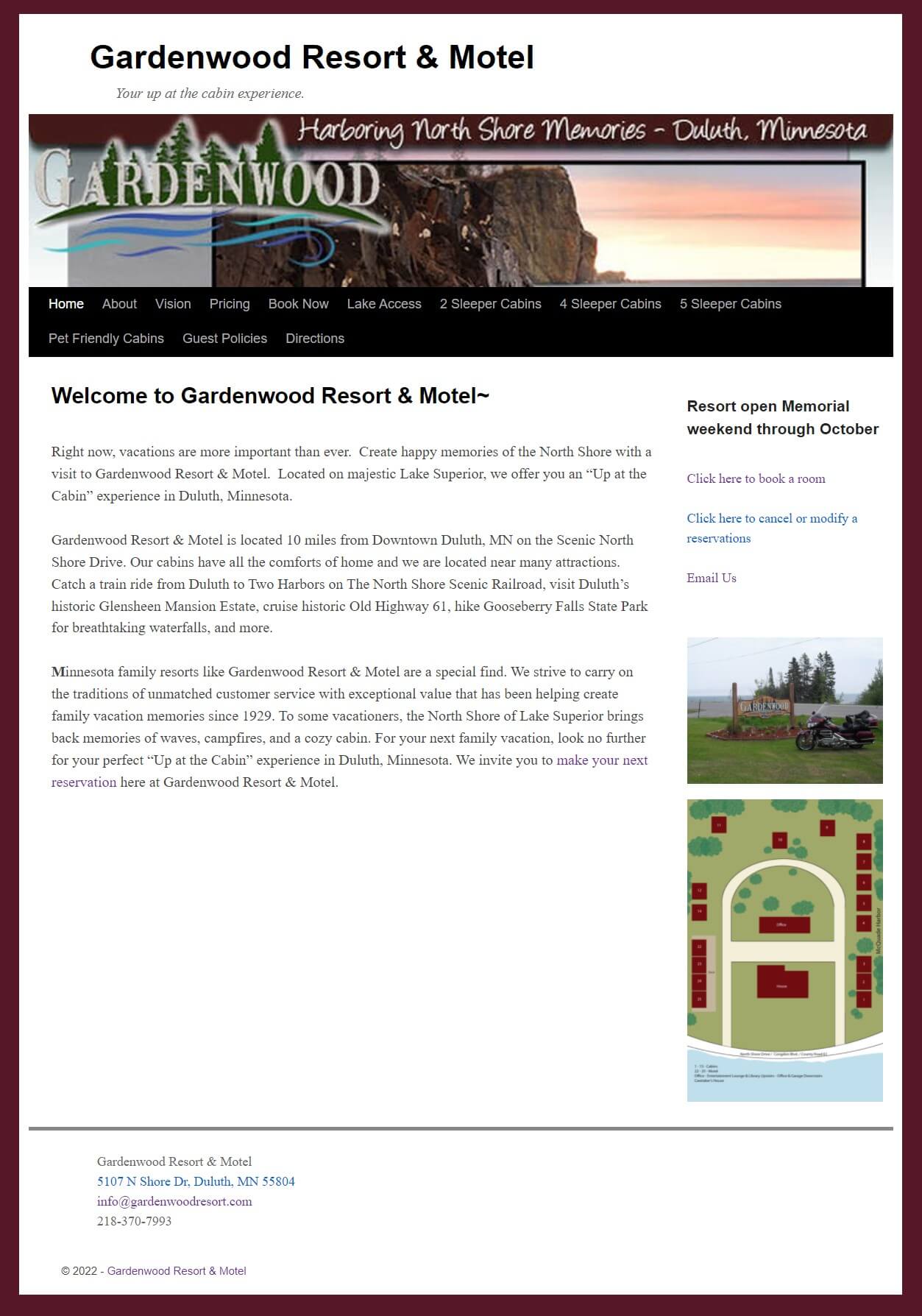 Gardenwood Resort Old Website